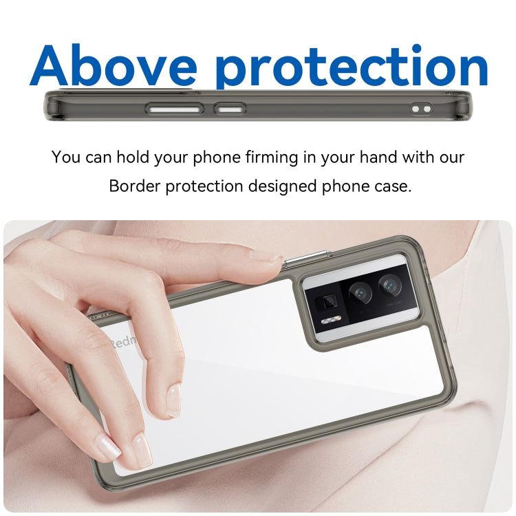 For Xiaomi Poco F5 Pro Colorful Series Acrylic Hybrid TPU Phone Case(Transparent Grey)