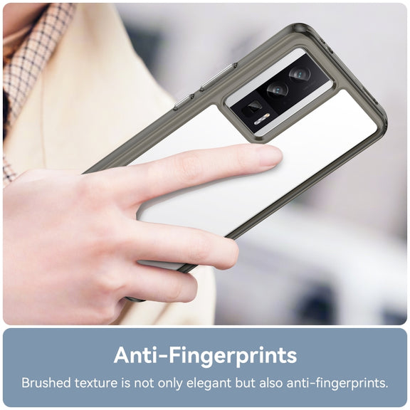 For Xiaomi Poco F5 Pro Colorful Series Acrylic Hybrid TPU Phone Case(Transparent Grey)