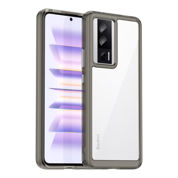 For Xiaomi Poco F5 Pro Colorful Series Acrylic Hybrid TPU Phone Case(Transparent Grey)