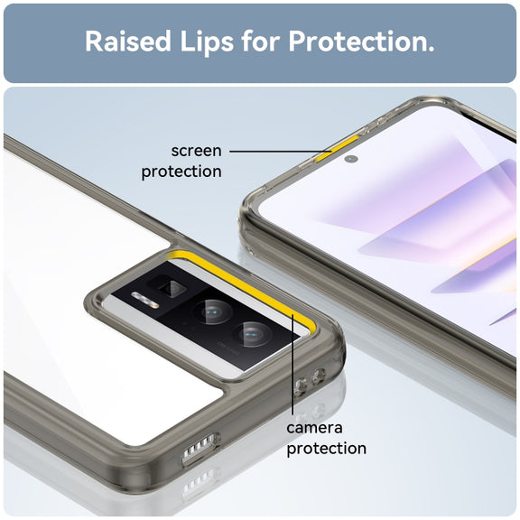 For Xiaomi Poco F5 Pro Colorful Series Acrylic Hybrid TPU Phone Case(Transparent Grey)