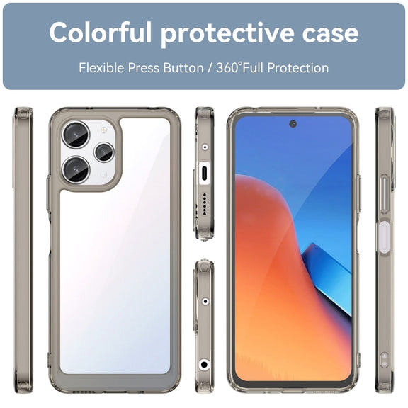 For Xiaomi Redmi 12 5G Colorful Series Acrylic Hybrid TPU Phone Case(Transparent Grey)