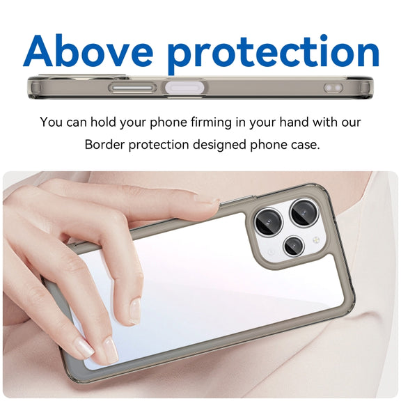For Xiaomi Redmi 12 5G Colorful Series Acrylic Hybrid TPU Phone Case(Transparent Grey)