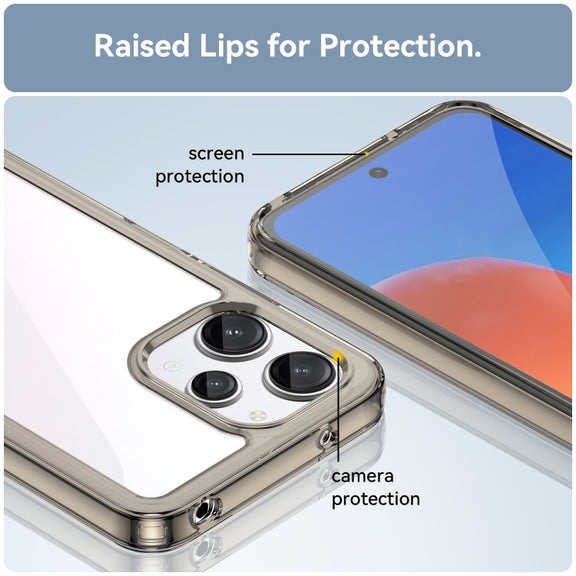 For Xiaomi Redmi 12 5G Colorful Series Acrylic Hybrid TPU Phone Case(Transparent Grey)