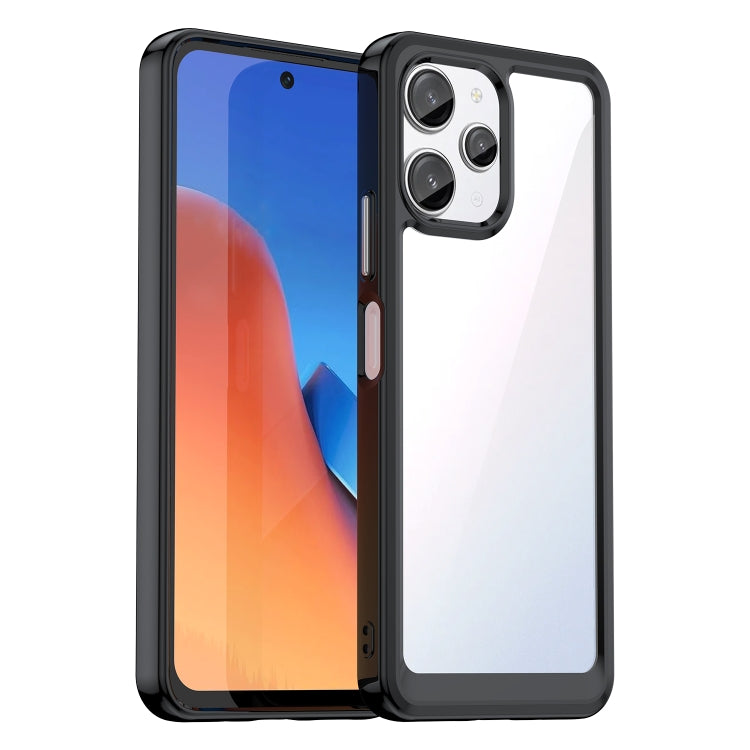For Xiaomi Redmi 12 5G Colorful Series Acrylic Hybrid TPU Phone Case(Black) - Xiaomi Cases by PMC TechLife | Online Shopping South Africa | PMC TechLife | Buy Now Pay Later Mobicred