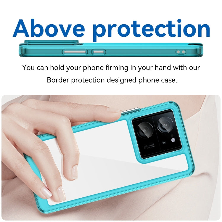 For Xiaomi 13T Pro Colorful Series Acrylic Hybrid TPU Phone Case(Transparent Blue)