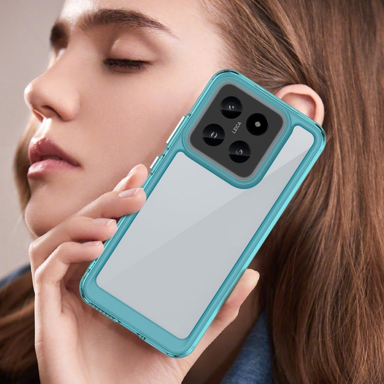 For Xiaomi 14 Colorful Series Acrylic Hybrid TPU Phone Case(Transparent Blue) - 14 Cases by PMC TechLife | Online Shopping South Africa | PMC TechLife | Buy Now Pay Later Mobicred