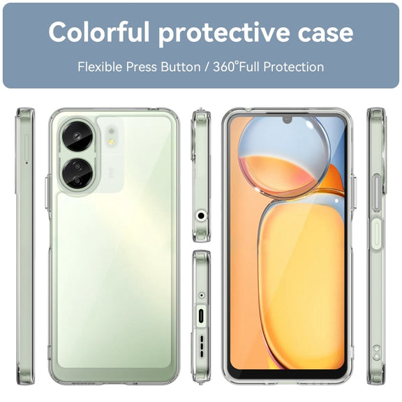 For Xiaomi Redmi 13C 4G Colorful Series Acrylic Hybrid TPU Phone Case(Transparent)