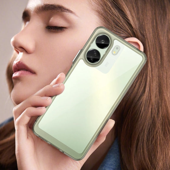 For Xiaomi Redmi 13C 4G Colorful Series Acrylic Hybrid TPU Phone Case(Transparent Grey)