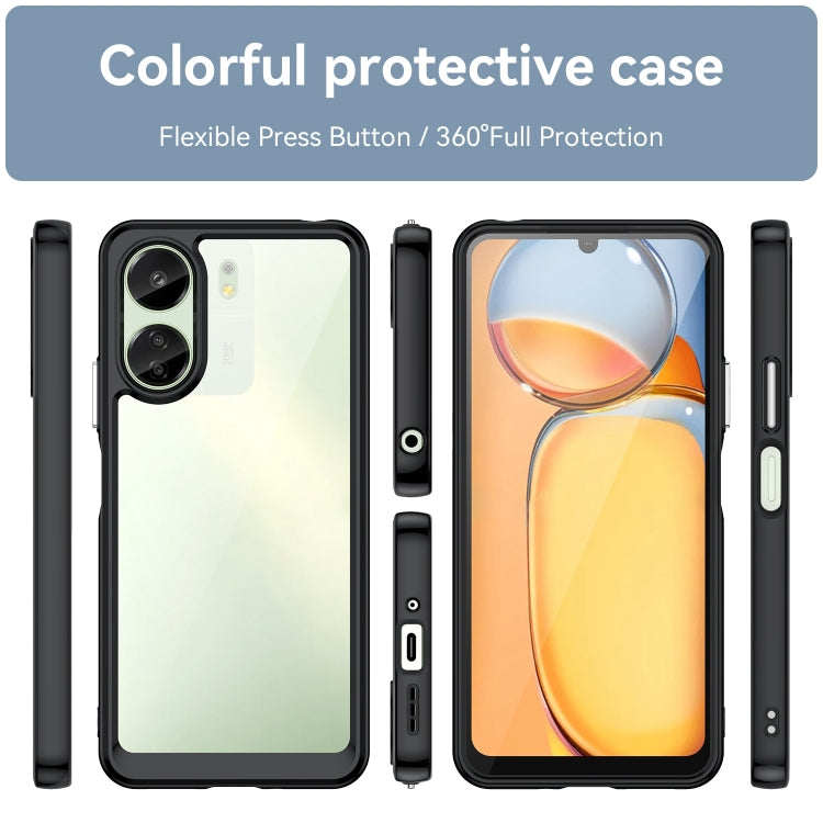 For Xiaomi Redmi 13C 4G Colorful Series Acrylic Hybrid TPU Phone Case(Black) - Xiaomi Cases by PMC TechLife | Online Shopping South Africa | PMC TechLife | Buy Now Pay Later Mobicred