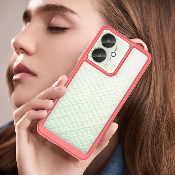 For Xiaomi Poco M6 Colorful Series Acrylic Hybrid TPU Phone Case(Red)