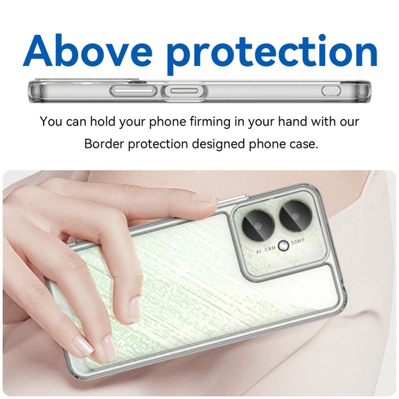 For Xiaomi Redmi 13R 5G Colorful Series Acrylic Hybrid TPU Phone Case(Transparent)