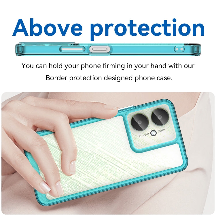 For Xiaomi Redmi 13R 5G Colorful Series Acrylic Hybrid TPU Phone Case(Transparent Blue)