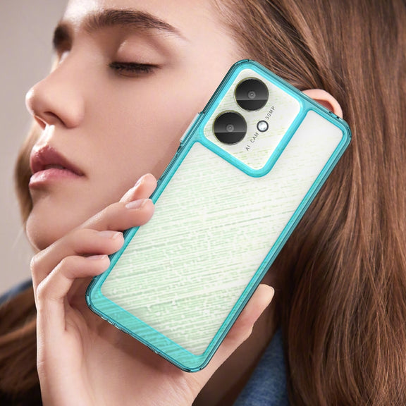 For Xiaomi Redmi 13R 5G Colorful Series Acrylic Hybrid TPU Phone Case(Transparent Blue)