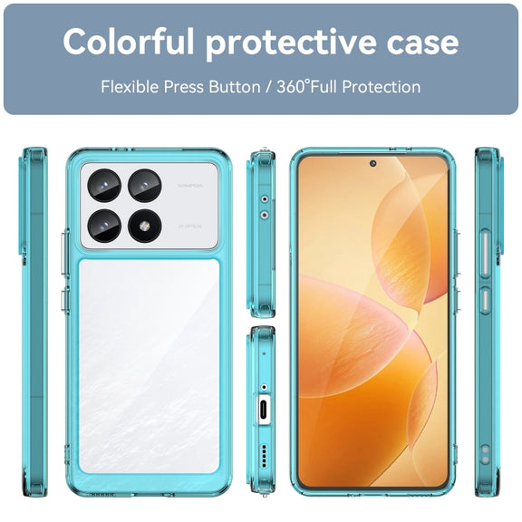 For Xiaomi Redmi K70 Colorful Series Acrylic Hybrid TPU Phone Case(Transparent Blue)