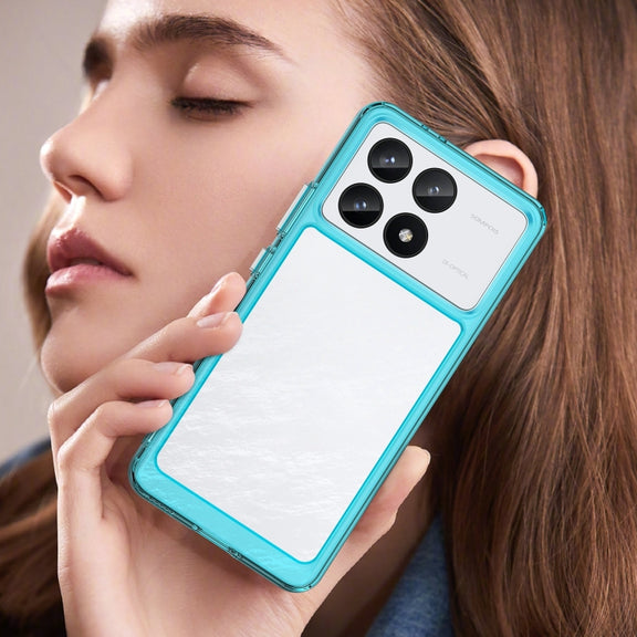 For Xiaomi Redmi K70 Colorful Series Acrylic Hybrid TPU Phone Case(Transparent Blue)