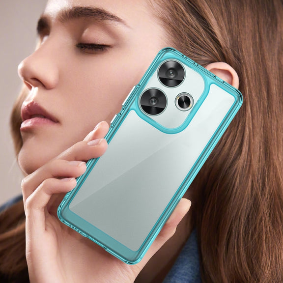 For Xiaomi Redmi Turbo 3 Colorful Series Acrylic Hybrid TPU Phone Case(Transparent Blue)