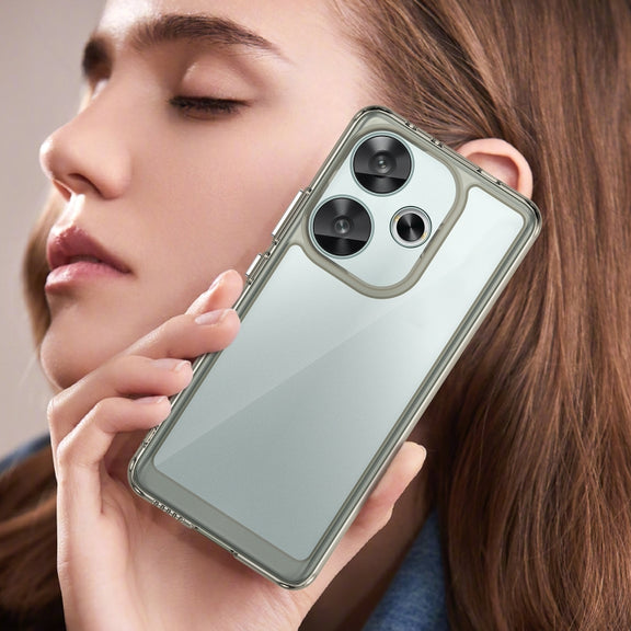 For Xiaomi Redmi Turbo 3 Colorful Series Acrylic Hybrid TPU Phone Case(Transparent Grey)