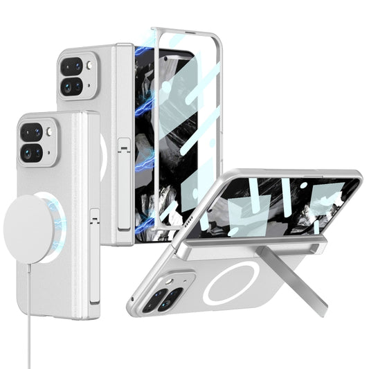 For Google Pixel 9 Pro Fold GKK Integrated Magsafe Fold Hinge Full Coverage Phone Case with Holder(White) - free shipping - PMC Jewellery - Order now!
