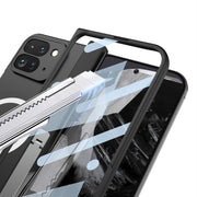 For Google Pixel 9 Pro Fold GKK Integrated Magsafe Fold Hinge Full Coverage Phone Case with Holder(Blue)
