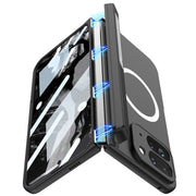 For Google Pixel 9 Pro Fold GKK Integrated Magsafe Fold Hinge Full Coverage Phone Case with Holder(Blue)