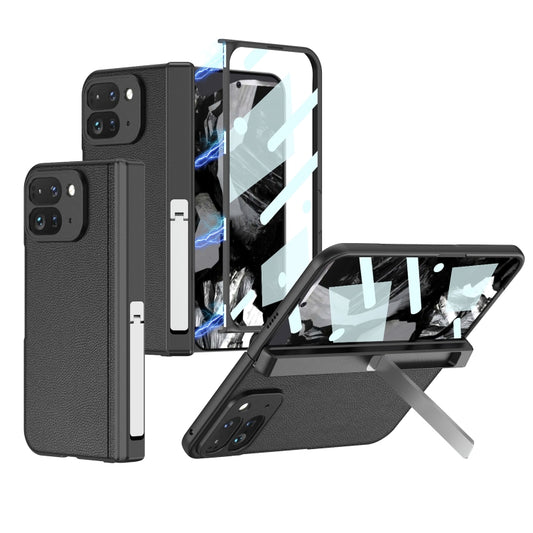 For Google Pixel 9 Pro Fold GKK Integrated Fold Hinge Leather Phone Case with Holder(Black) - free shipping - PMC Jewellery - Order now!