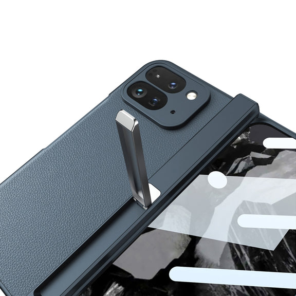 For Google Pixel 9 Pro Fold GKK Integrated Fold Hinge Leather Phone Case with Holder(Green)