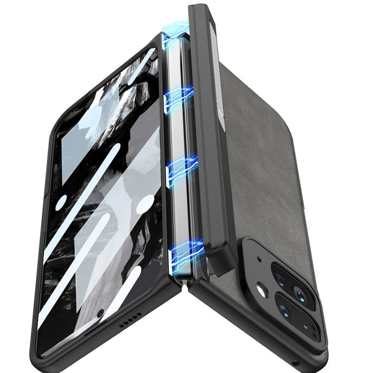 For Google Pixel 9 Pro Fold GKK Integrated Frosted Fold Hinge Leather Phone Case with Holder(Grey)