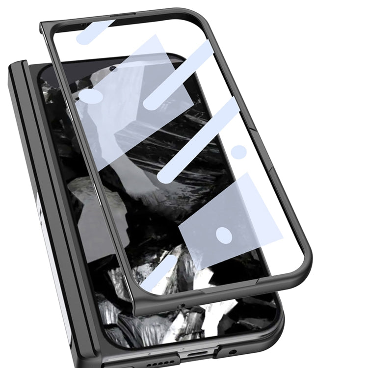 For Google Pixel 9 Pro Fold GKK Integrated Frosted Fold Hinge Leather Phone Case with Holder(Grey) - Google Cases by GKK | Online Shopping South Africa | PMC Jewellery | Buy Now Pay Later Mobicred