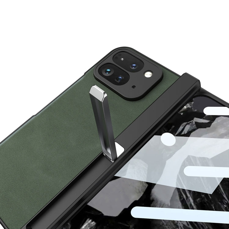 For Google Pixel 9 Pro Fold GKK Integrated Frosted Fold Hinge Leather Phone Case with Holder(Grey)