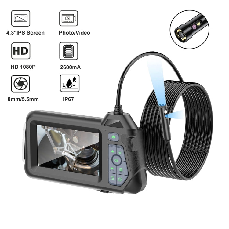 M60 4.3 inch Dual Camera with Screen Endoscope, Length:5m(5mm)