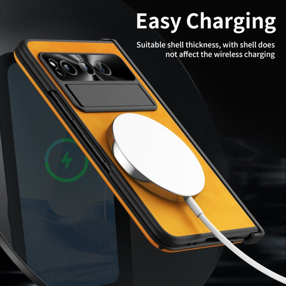 For Google Pixel Fold Napa Texture All-inclusive Phone Case(Yellow)