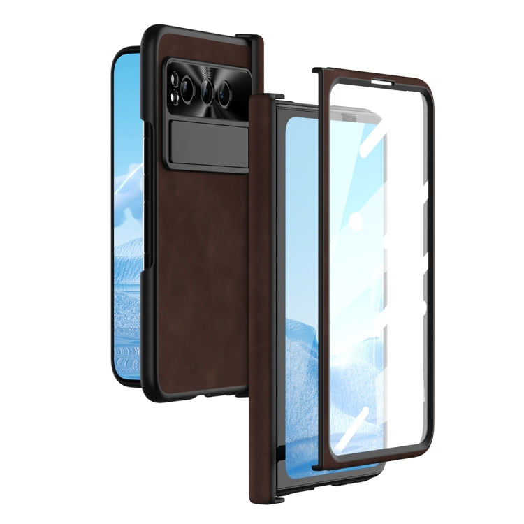 For Google Pixel Fold Napa Texture All-inclusive Phone Case(Coffee) - Google Cases by PMC TechLife | Online Shopping South Africa | PMC TechLife | Buy Now Pay Later Mobicred