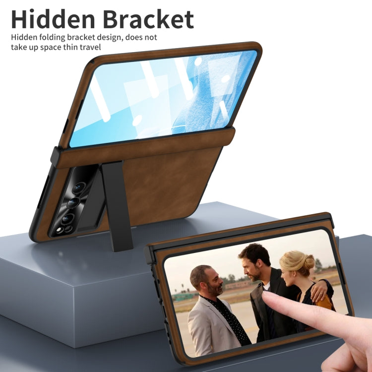 For Google Pixel Fold Napa Texture All-inclusive Phone Case(Brown) - Google Cases by PMC TechLife | Online Shopping South Africa | PMC TechLife | Buy Now Pay Later Mobicred