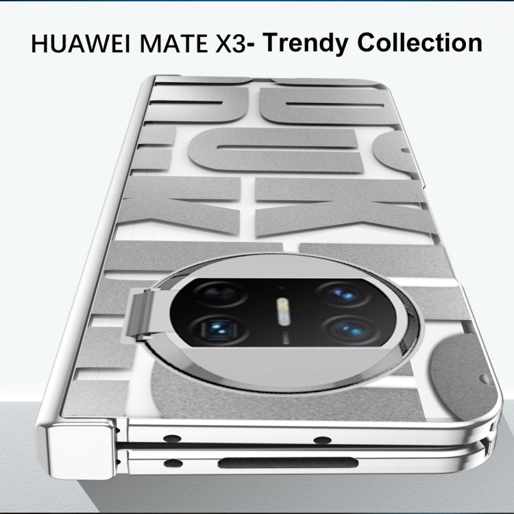 For Huawei Mate X3 Integrated Electroplating Folding Phone Case with Hinge(Black)