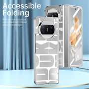 For Huawei Mate X3 Integrated Electroplating Folding Phone Case with Hinge(Black)
