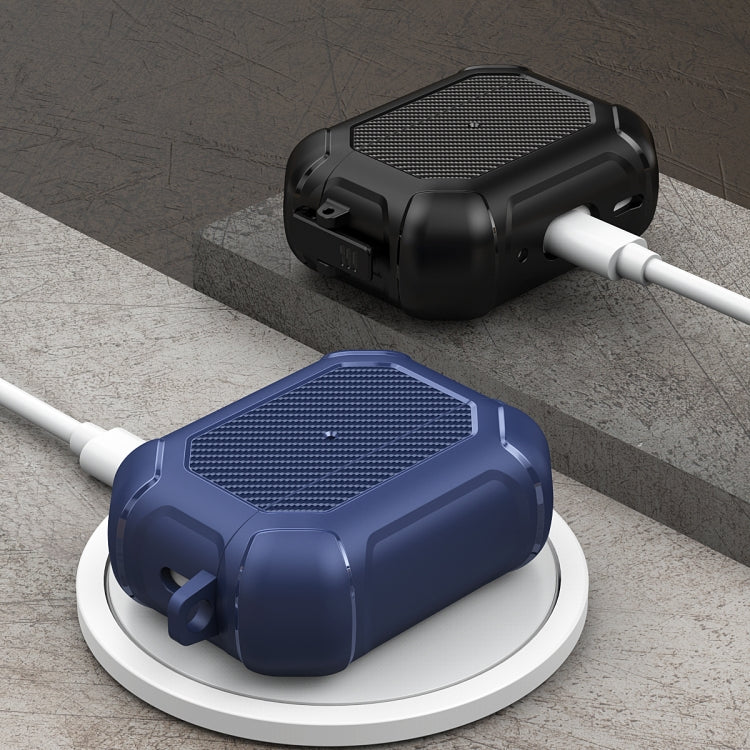 For AirPods Pro 2 Carbon Brazing Dimension TPU+PC Headphone Protective Cover with Switch Lock & Carabiner(Purple) - For AirPods Pro 2 by PMC Jewellery | Online Shopping South Africa | PMC Jewellery | Buy Now Pay Later Mobicred