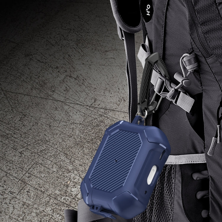 For AirPods Pro 2 Carbon Brazing Dimension TPU+PC Headphone Protective Cover with Switch Lock & Carabiner(Purple) - For AirPods Pro 2 by PMC Jewellery | Online Shopping South Africa | PMC Jewellery | Buy Now Pay Later Mobicred