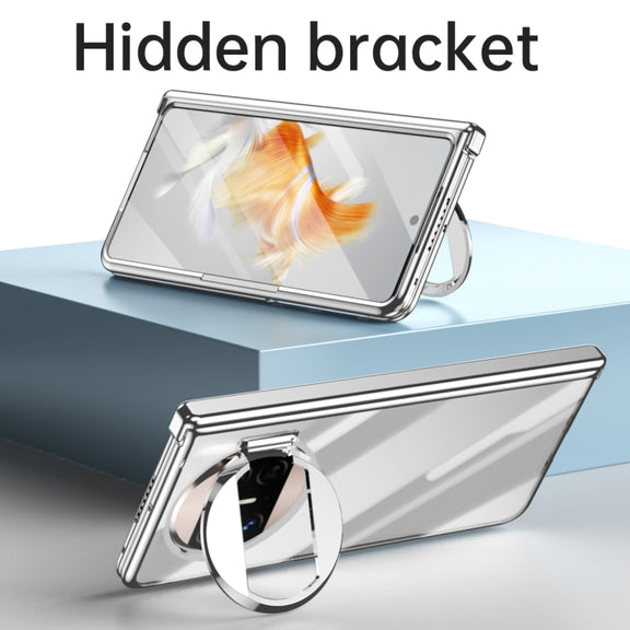 For Huawei Mate X3 Electroplating PC Folding Phone Case with Hinge(Transparent)