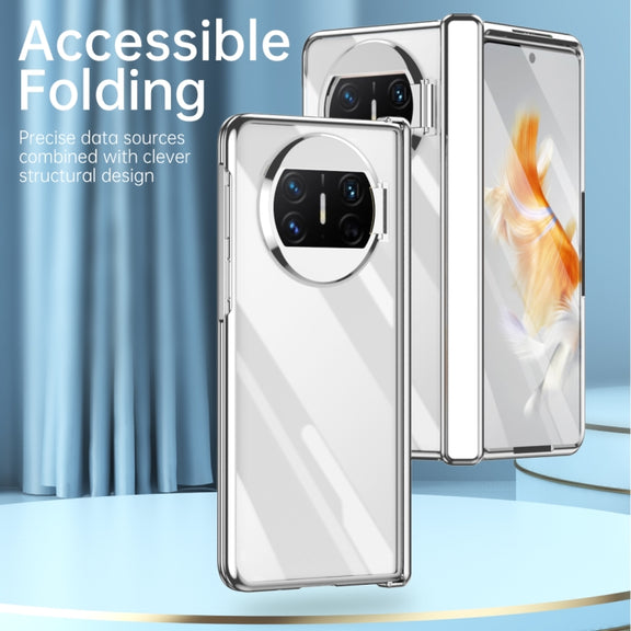 For Huawei Mate X3 Integrated Electroplating PC Folding Phone Case with Hinge(Gold)
