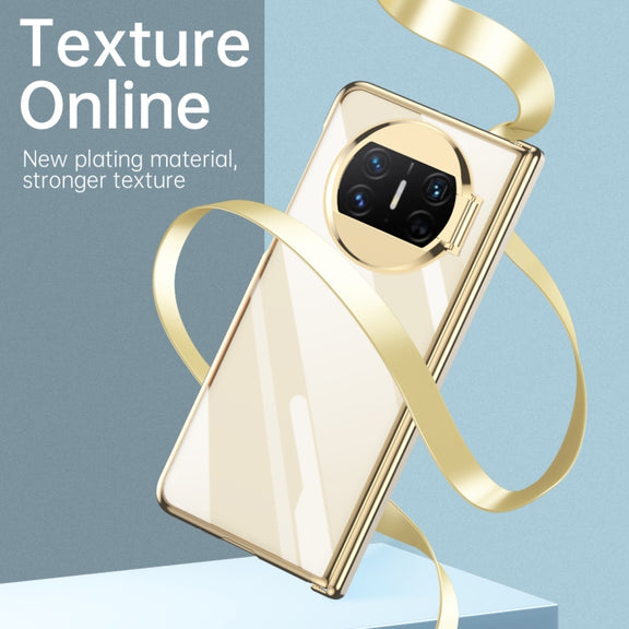 For Huawei Mate X3 Integrated Electroplating PC Folding Phone Case with Hinge(Gold)
