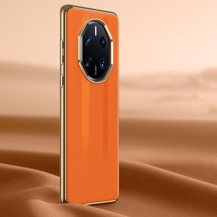 For Huawei Mate 50 RS Litchi Texture Genuine Leather Phone Case(Orange) - Huawei Cases by PMC TechLife | Online Shopping South Africa | PMC TechLife | Buy Now Pay Later Mobicred