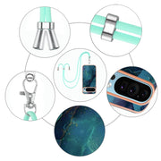 For Google Pixel 9 Pro XL Electroplating Marble Dual-side IMD Phone Case with Lanyard(Green 017)