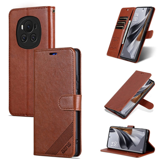 For Honor Magic6 AZNS Sheepskin Texture Flip Leather Phone Case(Brown) - free shipping - PMC Jewellery - Order now!
