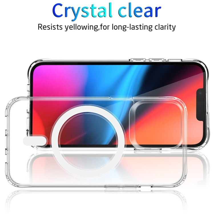 For iPhone 15 Pro MagSafe Magnetic Four Corner Airbags Phone Case(Transparent)