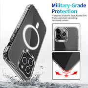 For iPhone 15 Pro MagSafe Magnetic Four Corner Airbags Phone Case(Transparent)