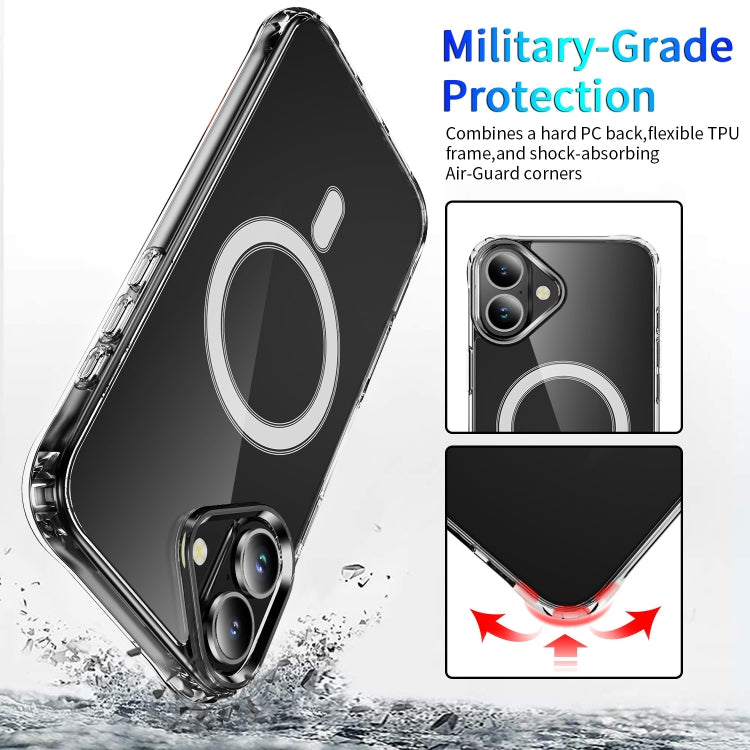 For iPhone 16 Four Corner Airbags MagSafe Magnetic Phone Case(Transparent) - iPhone 16 Cases by PMC TechLife | Online Shopping South Africa | PMC TechLife | Buy Now Pay Later Mobicred