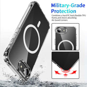For iPhone 16e Four Corner Airbags MagSafe Magnetic Phone Case(Transparent)