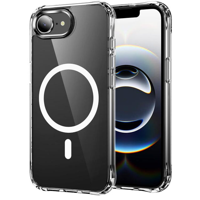 For iPhone 16e Four Corner Airbags MagSafe Magnetic Phone Case(Transparent)