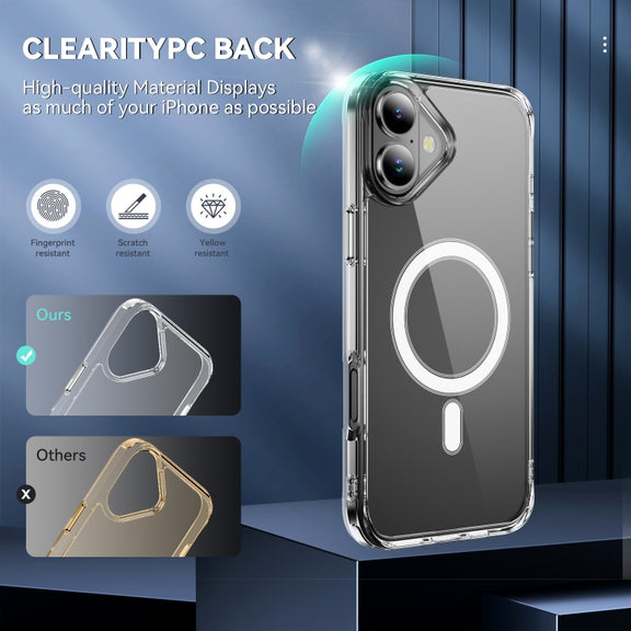 For iPhone 16 MagSafe Clear Acrylic PC +TPU Phone Case(Transparent)