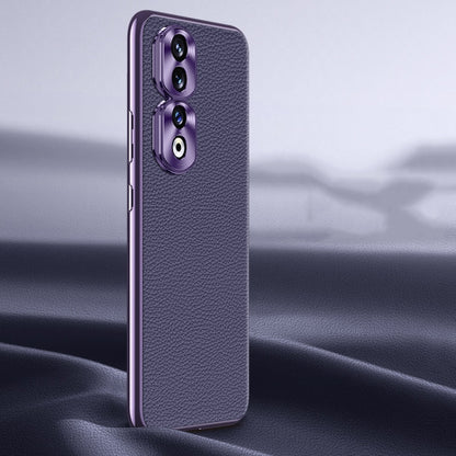 For Honor 90 Pro Litchi Texture Genuine Leather Phone Case(Purple) - Honor Cases by PMC Jewellery | Online Shopping South Africa | PMC Jewellery | Buy Now Pay Later Mobicred